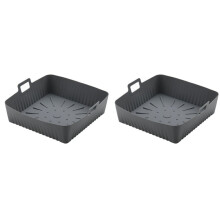 2pcs 23cm Square Large Silicone Air Fryer Liners Mold for  Air Fryer 6-8QT Reusable Airfryer Oven Baking Tray Pot D