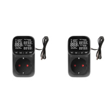 2X Controlador de Temperatura Digital com Interruptor Temporizador Aquecimento Resfriamento para Refrigerador Aquicultura 230V Plugue UE