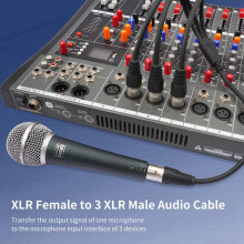3X 3-Pins XLR Vrouwelijk Naar 3-Pins Y-Splitterkabel, 3-Pins XLR-Splitterkabel voor Mixermicrofoon