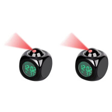 2X Projection Alarm Clock Ceiling Display Snooze Desk Table Clock Voice Multifunction Digital Projection Clock Black