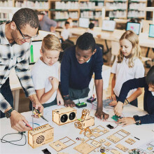 8 Set of Wooden Puzzle DIY  Kit Speaker Radio Gramophone Projector Soldering Practice DIY Electronic Kits