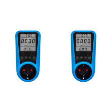2X Stopcontact Digitale Stroommeter Voltmeter Wisselstroommeter Tijd Watt Vermogen Energietester Wattmeter - EU-Stekker