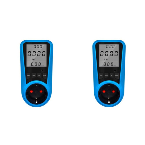 2X Socket Digital Current Meter Voltmeter AC Power Meter  Watt Power  Tester Wattmeter - EU Plug