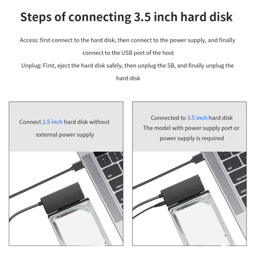 2X Cabo USB 3.0 para  Cabo Adaptador  III para Usb 3.0 Suporte para Disco Rígido Externo HDD SSD de 3,5 2,5 Polegadas Até 6 Gbps 2