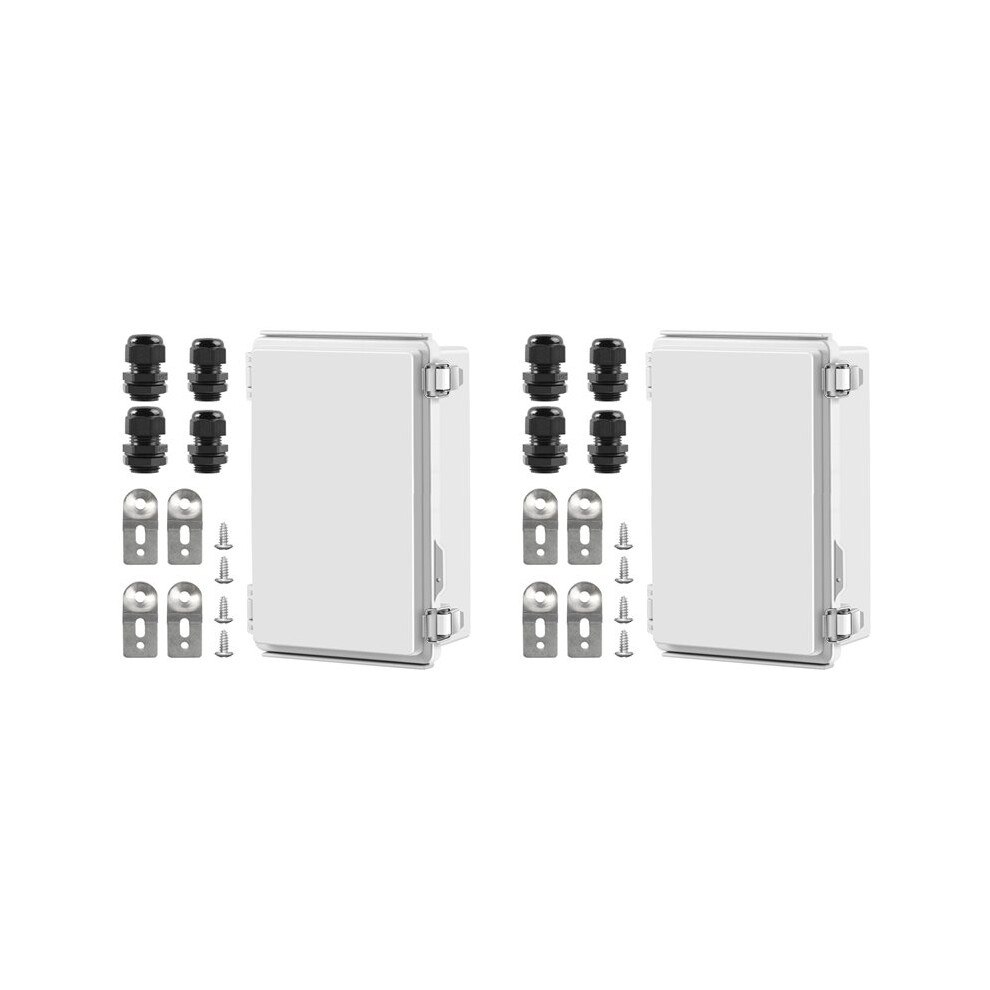 2X Waterproof Outdoor Project Abs Junction Box Ip67 Dustproof Enclosure With Hinged Cover, Mounting Plate 6032401305884