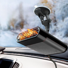 Aquecedor e ventilador combinados para carro 12V - Acessórios automotivos: Aquecimento rápido, rotação de 360, grade de proteção, uso seguro