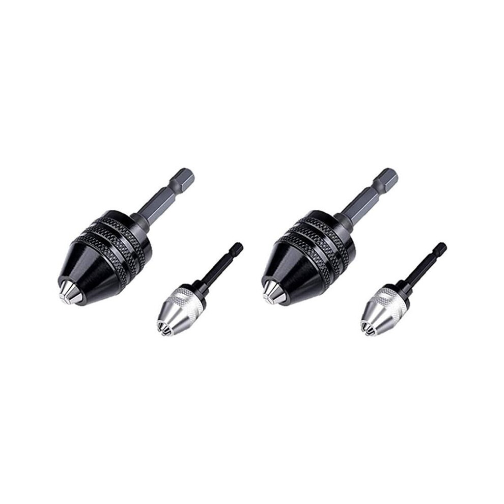 Drill Chuck Adapter-4Pcs Drill Chuck For Impact Driver,Drill Bit Adapter Keyless Chuck 1/4 Hex Shank (0.6-8Mm,0.3-3.6Mm) 4711587073306