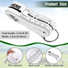 2X Paard Hoogte Gewicht Tape Paard Meetlint PVC Paard Meetstok Vee Lichaam Meetinstrument, 8.2 Voeten Lang
