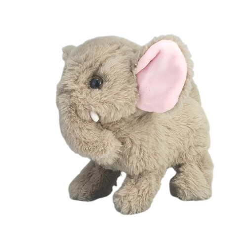 Elefante de pelúcia eletrônico interativo, presente animado, que anda, ideal para aniversários de crianças pequenas, marrom, 23 cm (9 polegadas)