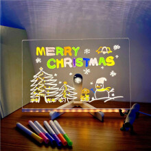 2X Acrylic LED Luminous Draw Board Toy LED Note Board for Kids Gift for Scratch Adjustable Erasable Letter Message Board