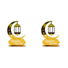 4X Ramadan Kareem Acryl-Ornamente Gold Mond Stern Laterne Eid Mubarak Dekorationen C