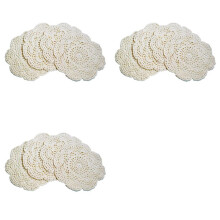 12PCS 8.6 Inch Doilies Crochet Round Lace Doily Handmade Placemats Cotton Crocheted Coasters (Beige)