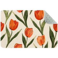 Cute Tulip Small Area Rug, Non-Slip Door Mat Indoor Floor Mat, Washable Kitchen Rug Entrance Door Mat for Bedroom Living Room
