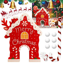 Weihnachts-Lebkuchen-Golfspiel-Set – Tragbares Rentier-Set mit Zuckerstangen-Schläger und Bällen, Indoor-Familienspiel für Partys, kompatibel
