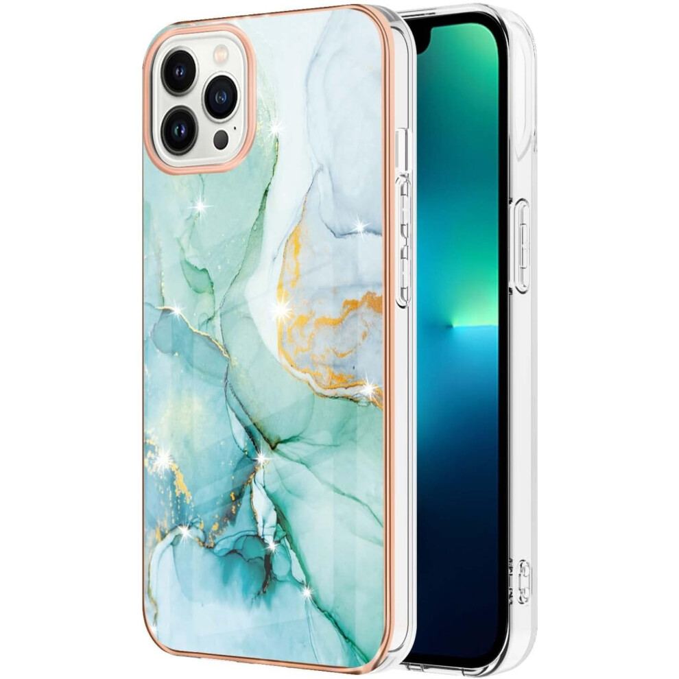 Compatible With Iphone 14/13/12/11 Pro Max/Plus/Mini Â Slim Luxe Marbled Pc+Tpu Case, Raised Bezel, Shockproof (, For 14 Pro Max) Green 9365509587645