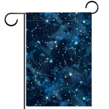 Bandeira de jardim dupla face com constelações do céu noturno místico, resistente às intempéries, 71 x 102 cm (28 x 40 polegadas), decoração
