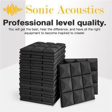 24PCS Acoustic Foam Panels Soundproof Foam Wall Panels Studio Sound Proof Foam Soundproofing Wall KTV Room-Black