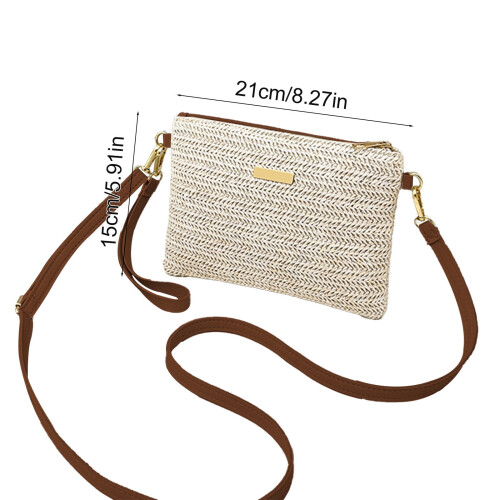 Γυναικεία τσάντα Crossbody από ψάθα – Μικρή τσάντα παραλίας και καλοκαιριού Boho με 2