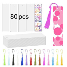 320Pc Sublimation Bookmark Blank Heat Transfer Aluminum Metal Bookmarks Bulk DIY Bookmarks with Hole and Colorful Tassel