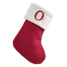 Mini Knit Christmas Stockings with Embroidered A-Z Letters & Monogram – Red Holiday Hanging Decor, Compatible with Standard Hooks