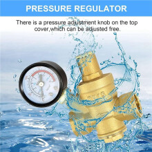 4X Waterdrukregelaar 1/2 Inch met Manometer, Hardheid Messing, Verstelbaar Waterdrukreduceerventiel Water
