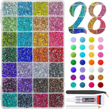 Qiipii28-Color6mm Jelly Resin Strass-steentjes met B7000 Lijm, SS30 Flatback AB Gems voor Nagels, Gezicht, Bekers, Schoenen & Knutselwerk