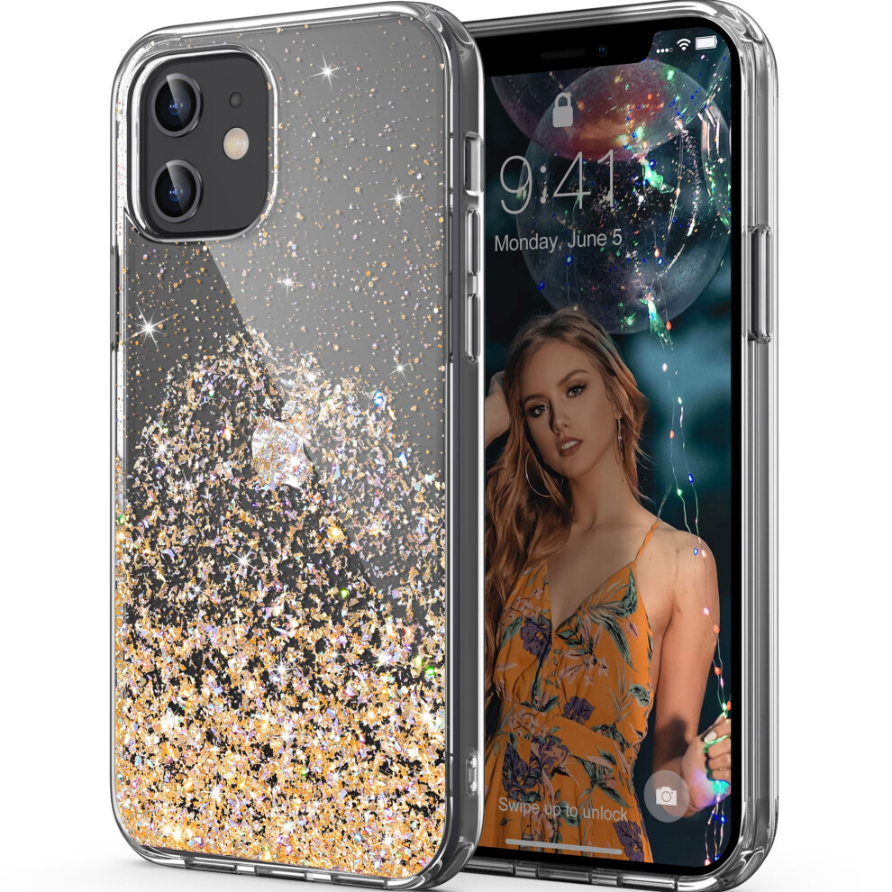 Compatible With Iphone 12 & 12 Pro Case Â Anti-Scratch, Shockproof, Slim Bumper With Glitter Gold 9365509586211