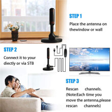 2X HD Indoor TV-Antenne, Indoor Digitale TV-Antenne 120 Mijl met Signaalversterker Ondersteuning 4K/1080P/UHF/VHF/Freeview HDTV