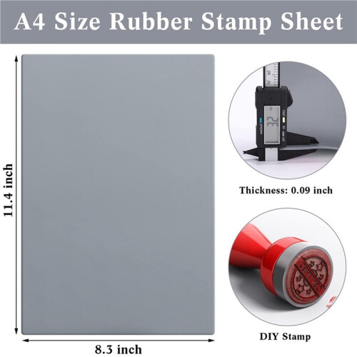 4 Sheets Rubber Stamp Sheets for Laser Engraving Machine, A4 Rubber Stamp Sheets for Laser Cutter Soft Rubber Sheets A 2