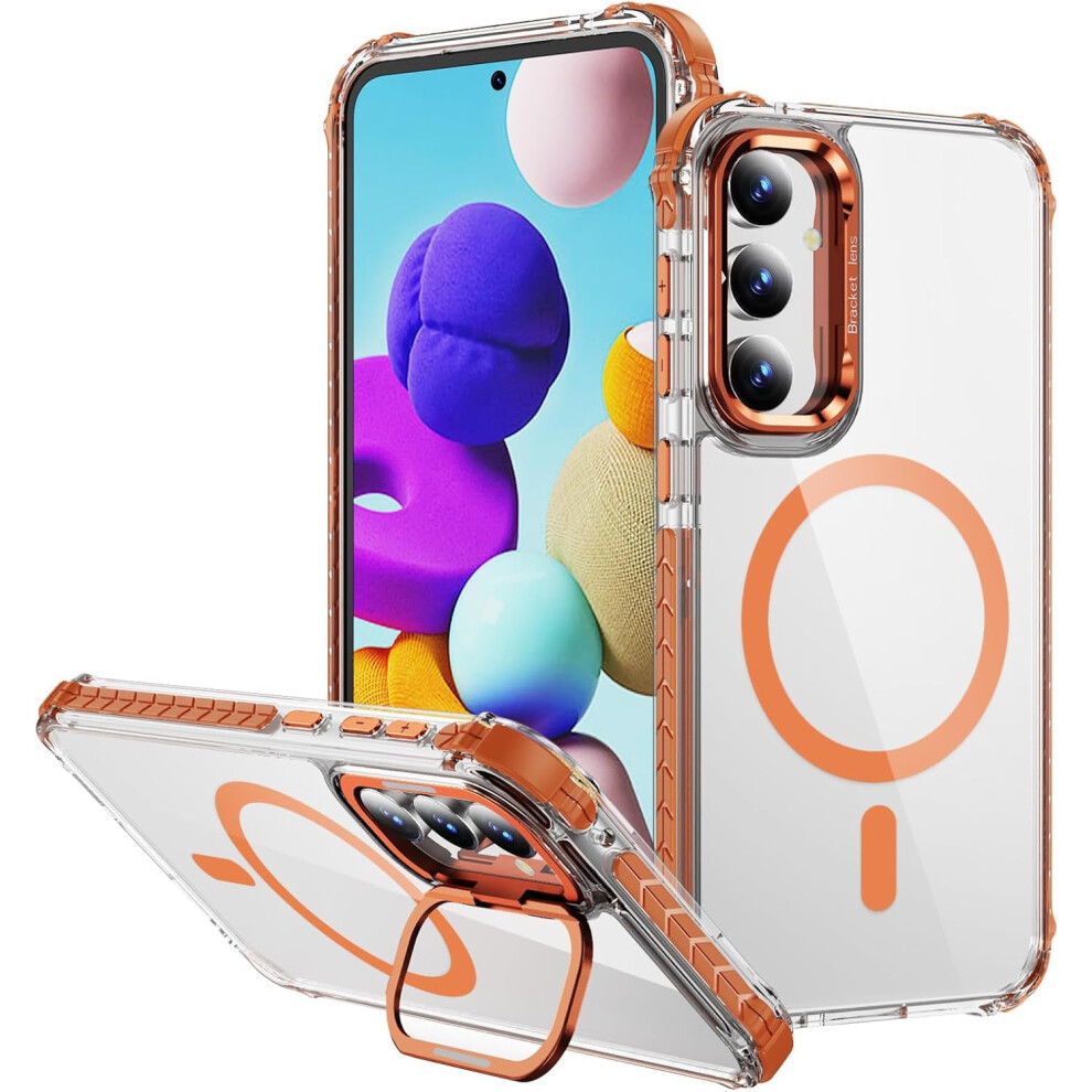 Military Drop-Proof Clear Rainbow Case For Galaxy S23 Fe Â Built-In Lens Holder, Kickstand, Wireless Charging Compatible 9365509590195