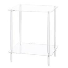 Acrylic Coffee Table Square Side Table Accent Table Sofa Bedside Table Clear Double Tier Snack Tea Side Table for Room