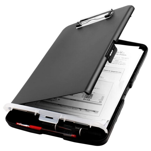 5X Clip Board Organizer Clipboards with Storage Nursing Clipboard Foldable File Folder Plastic Clipboard (Black) 1