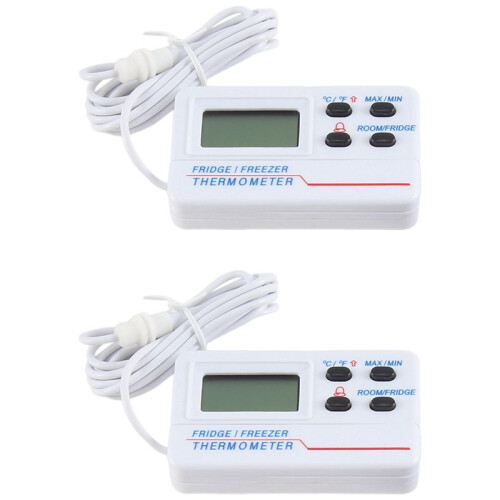 2X Freezer Thermometer Double Temperature Alarm Indoor Digital Display Electronic Household Refrigerator Thermometer 1