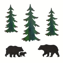 5pcs/set Forest Bear Metal Wall Sculpture Silhouette Home Decoration Metal Wall Decoration Forest Animal Silhouette Wall Decorat