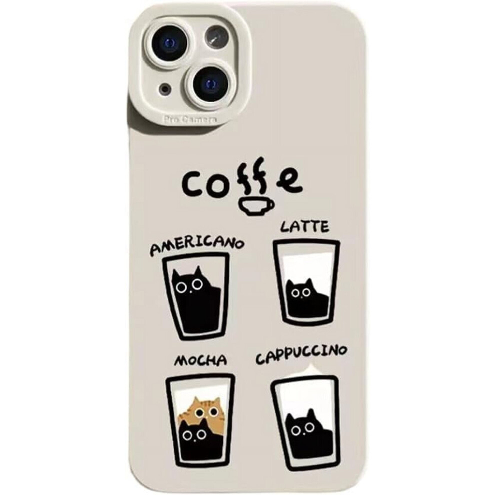 Cute Cartoon Coffee Cup Iphone Case Â Shockproof Camera Lens Protection Cover (Compatible With Iphone 15 Pro Max, White) White,Brown 9365509590591