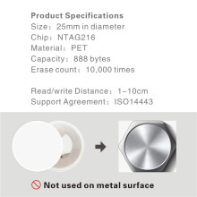 Lot de 300 Étiquettes NFC Ntag216, 13,56 MHz, 888 Octets de Mémoire
