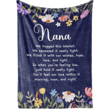 Nana Throw Blanket Nana Gifts from Grandkids Nana Flannel Blankets on Mother's Day Birthday and Christmas (Blue Flowers) 60"x80"