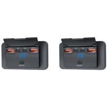 2X 4- 12 V 108 W Dual PD + Dual QC3.0 USB-Ladegerät mit Digitalem Voltmeter-Schalter, Steckdosen-Panel-Adapter