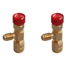2X R22 R410 AC Valve 1/4 Pouce Joint de Remplissage A/C Réfrigérant Valve Réparation de Climatisation et Adaptateur de Sécurité Fluorure A