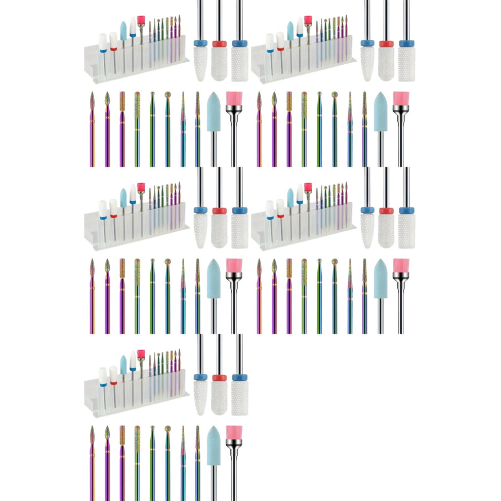 New 65Pcs Professional Ceramic Nail Drill Bit Set Electric Manicure Nail File Bit for Acrylic Gel Nails and Cuticles