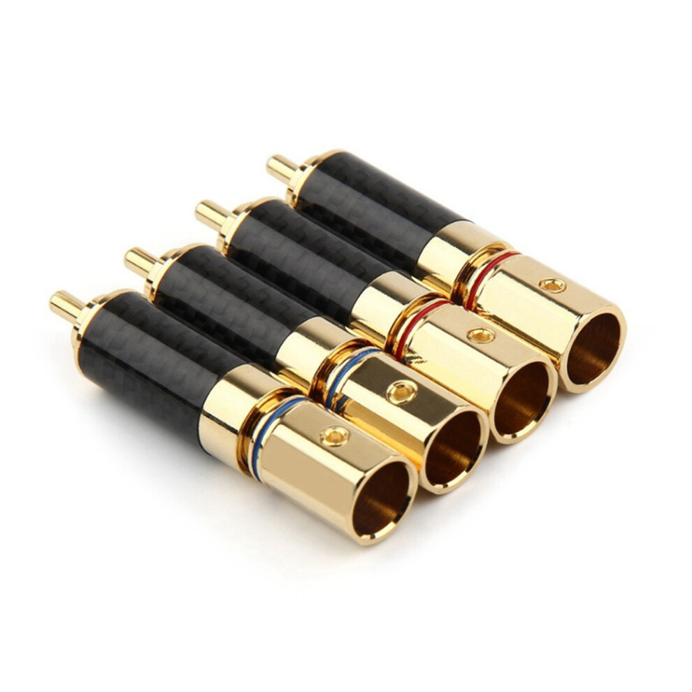 8X Hifi Rca Connector 10Mm Carbon Fiber Plated Lotus Plug Speaker Terminal Audio Power Subwoofer Amplifier Gold 6033646922621