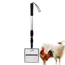 Black Chicken Coop Poop Scoop with Stretchable Litter Sifter and Ergonomic Comfort Grip for Sand