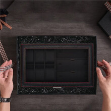 2X Watch Box, Mens Jewelry Box with 6 Slot Watch Case & 3 Slot Sunglasses Organizer, 2 Layers Lockable Watch Holder