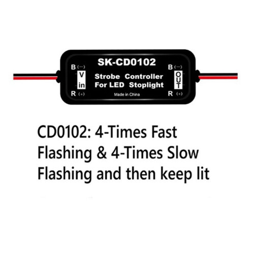2X Strobe Controller Brake Light Flasher Module for Car LED Brake Stop Light Lamp 12V-16V LED Flash Tail Stop, SK-CD0102 2