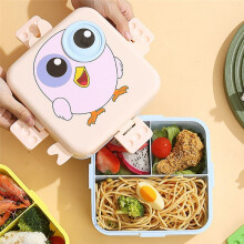 Lunchbox mit Besteck und Gewürzbox-Unterteilung, Mikrowellen-Lunchbox, Auslaufsichere Lebensmitteldose Rosa