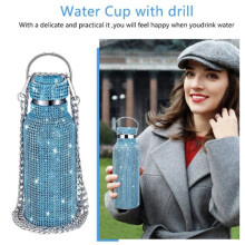 Bouteille D'Eau en Acier Inoxydable Diamant Portable Paillettes Strass Bouteille D'Eau Bandoulière Bling Flacon Thermique 600 Ml F