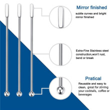 36Pcs Swizzle Sticks, Premium Stainless Steel Cocktail Beverage Drink Stirrer Stick, Reusable Stir Sticks for Bar