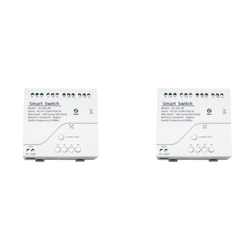 4X 4CH Zigbee  Light  Module AC 85-250V RF433 Receive 10A Relays Work with Alexa Assistant,Tuya  Life