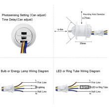 5X Motion Sensor Light 110-220V PIR Sensor Detection Delay Adjustable Infrared Induction Detector