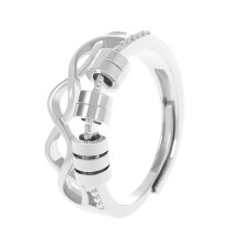 Elegant Women's Spinner Ring Rotatable Beads-01 White K 5902